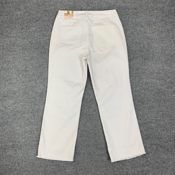 Sincerely Jules Jeans Women 5/27 White Denim High Rise Raw Hem Kick Bell Cropped - Picture 12 of 15